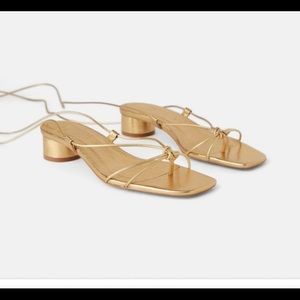 Zara genuine leather gold sandals